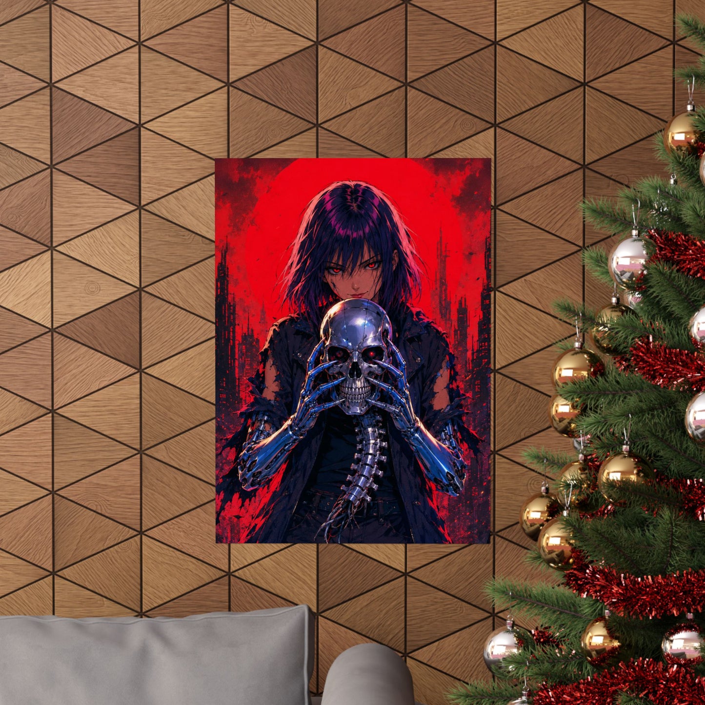 Metallic Souls Skull Poster — Gothic Anime Matte Vertical Wall Art