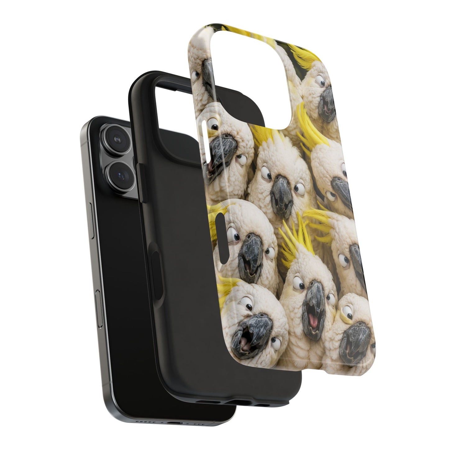 Cockatoo Collage Tough Phone Case — Funny Yellow Crested Bird Protective Phone Cover