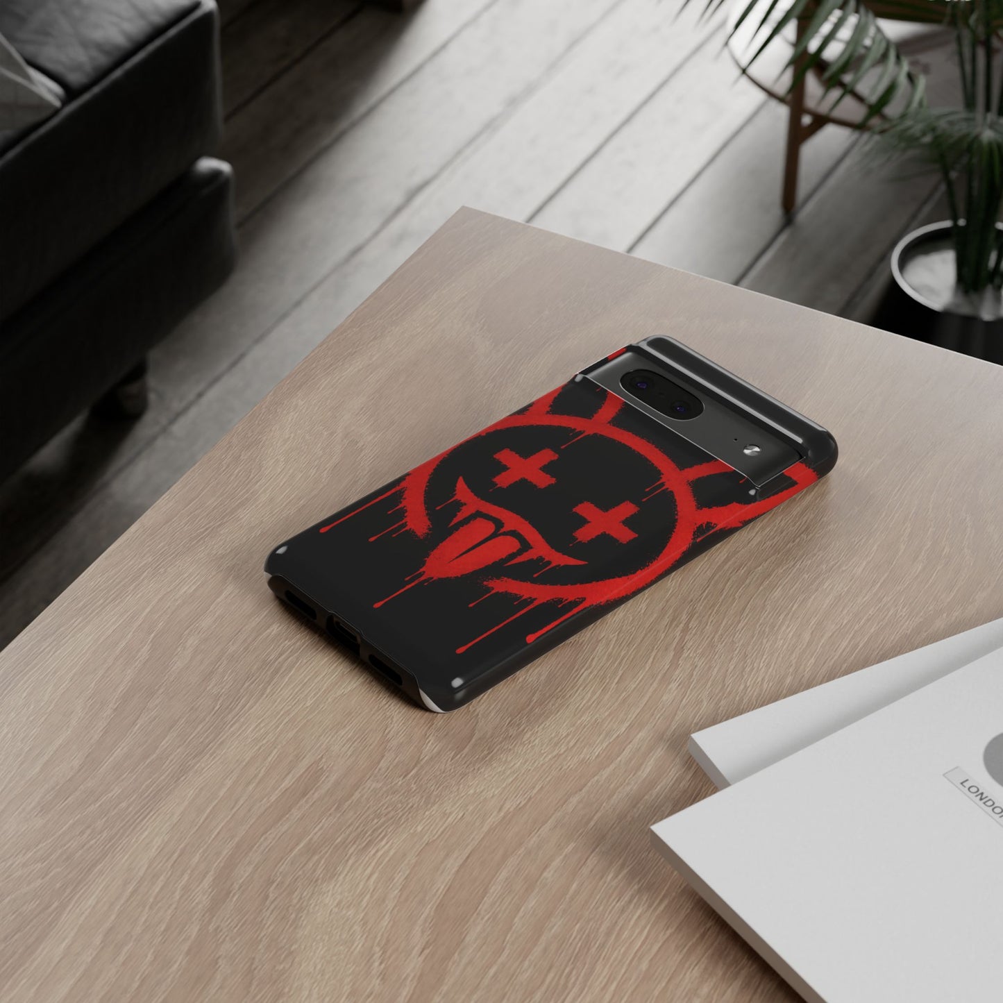 Phone Case - Metallic Souls Red Drip Smiley Graffiti Design