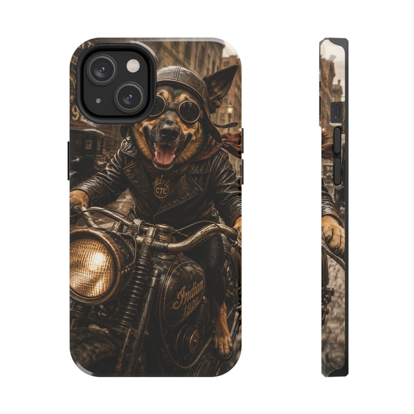 Phone Case — Biker Dog Riding Motorcycle Protective Tough Cover