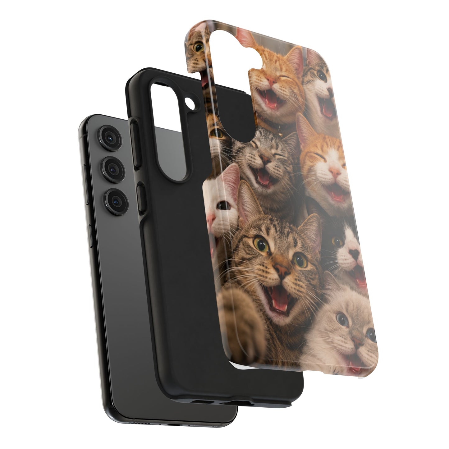 Tough Smiling Cats Collage Phone Case – Cute Cat Faces for iPhone