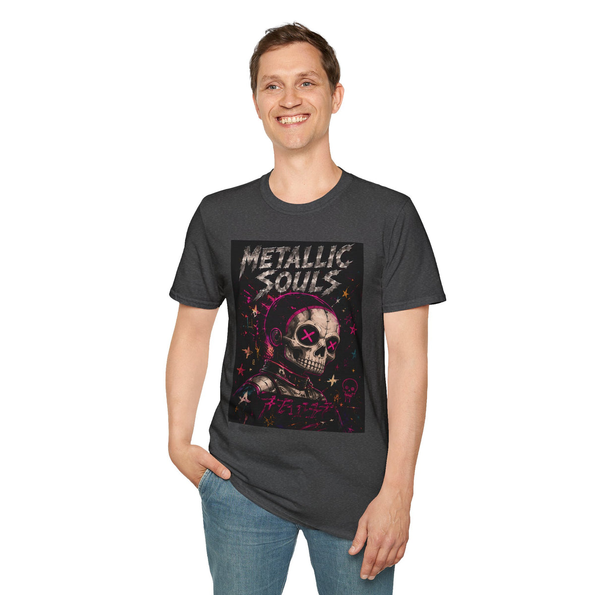 Metallic Souls Skull T‑Shirt — Retro Grunge Rock Tee
