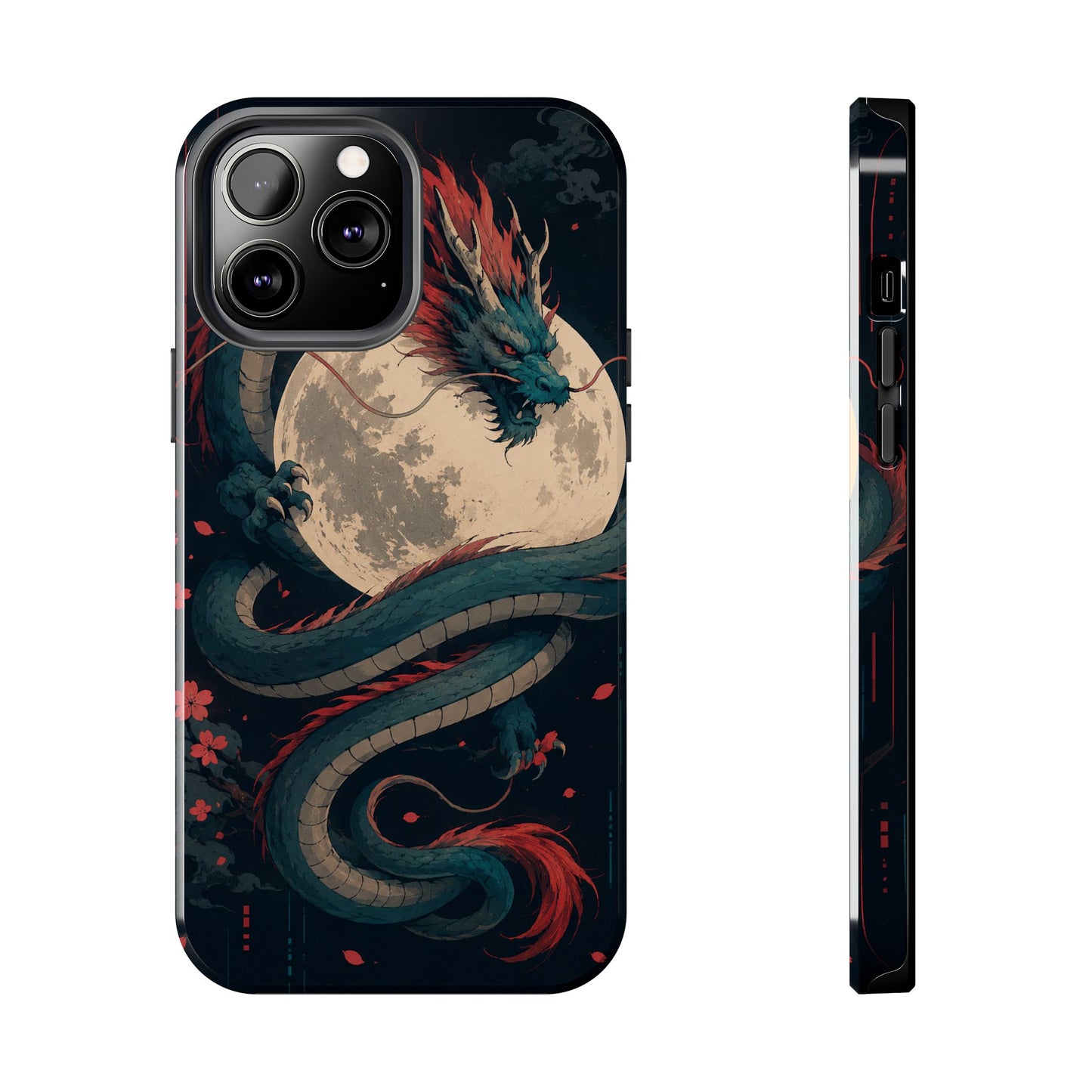 Dragon Moon Phone Case — Mythic Asian Serpent Design Tough Case