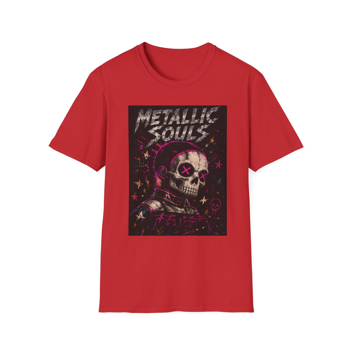 Metallic Souls Skull T‑Shirt — Retro Grunge Rock Tee