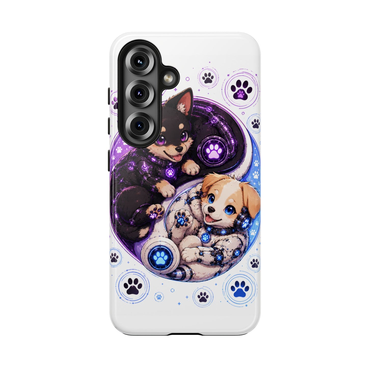 Yin Yang Puppy Tough Phone Case — Cute Paw Print Dog Protector