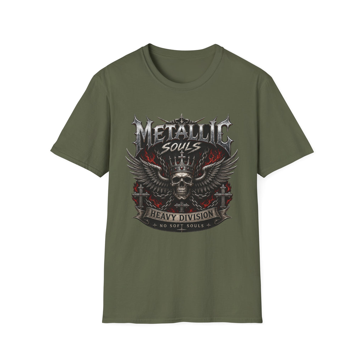 Metallic Souls Graphic T-Shirt — Gothic Skull & Wings Heavy Metal Tee