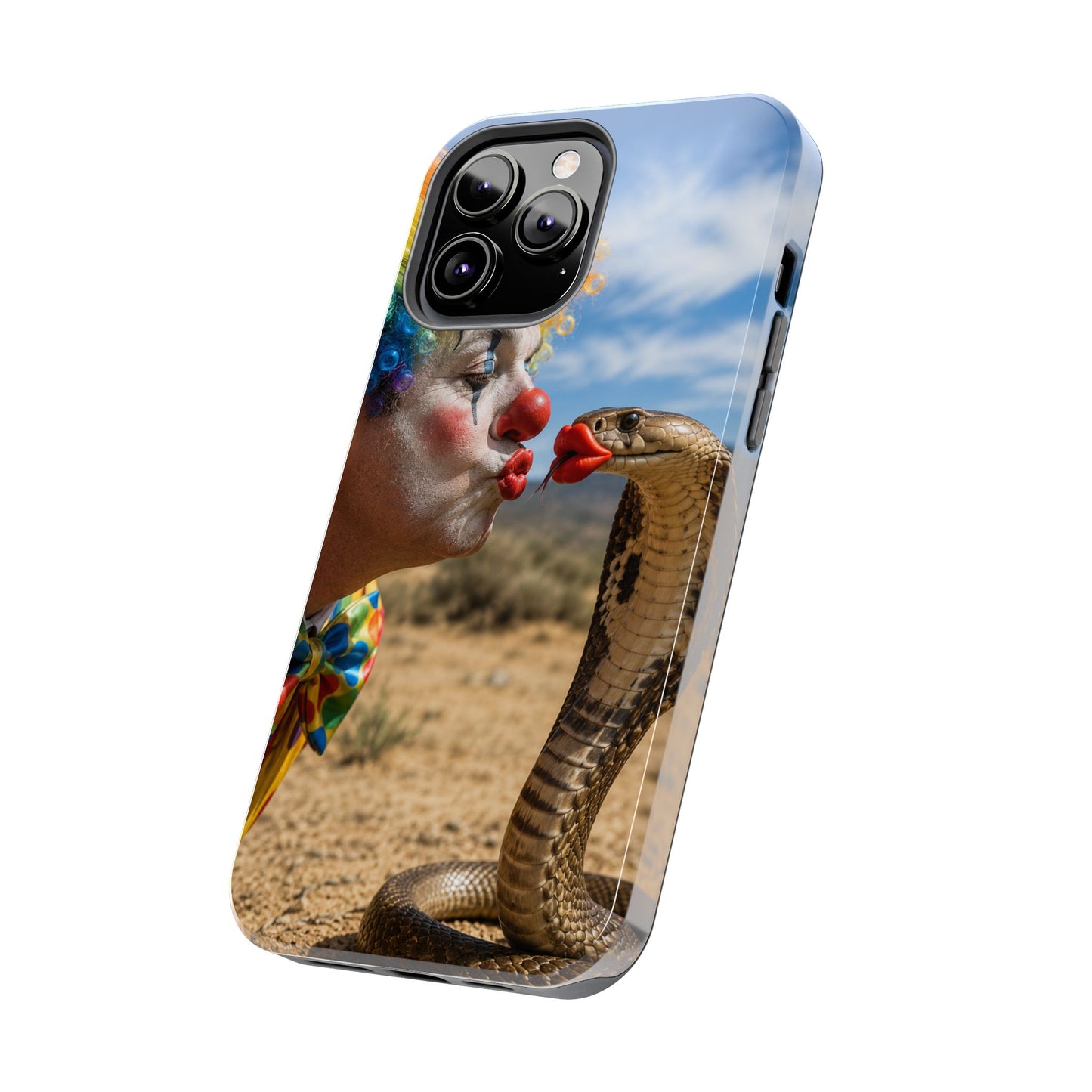 Clown & Cobra Tough Phone Case — Funny Kiss Design, Shockproof Protective Cover