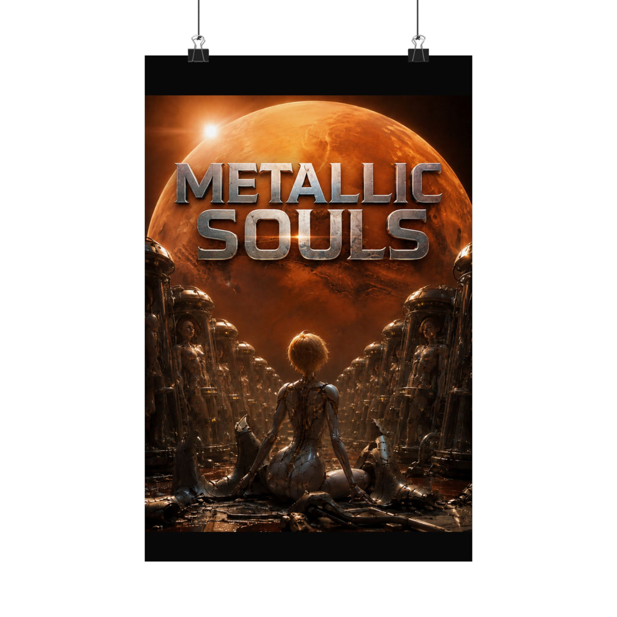 Metallic Souls Matte Poster — Sci‑Fi Planet Artwork
