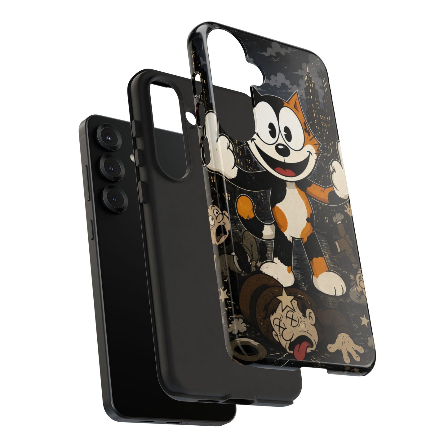 Vintage Cartoon Cat Phone Case — Edgy Felix-Style Illustration