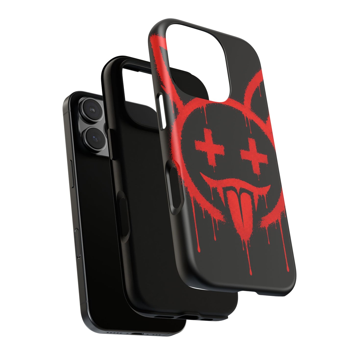Phone Case - Metallic Souls Red Drip Smiley Graffiti Design