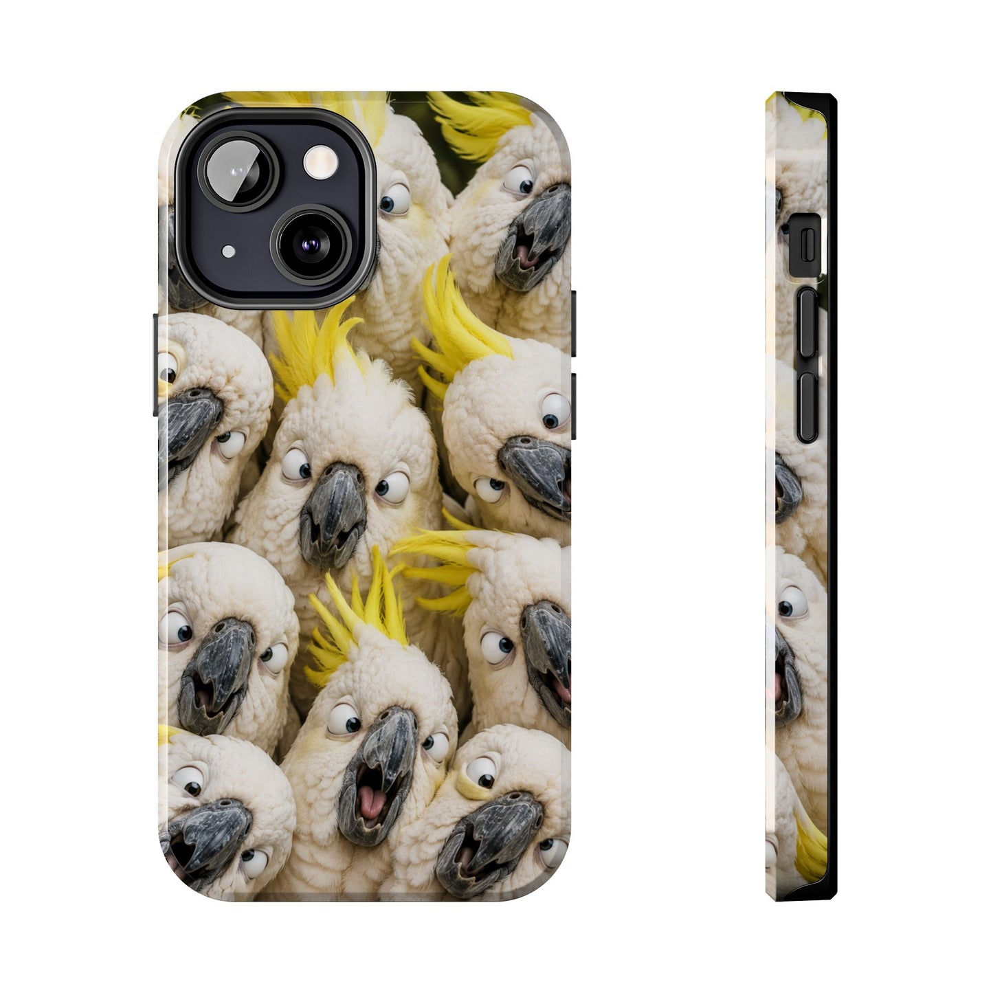 Cockatoo Collage Tough Phone Case — Funny Yellow Crested Bird Protective Phone Cover