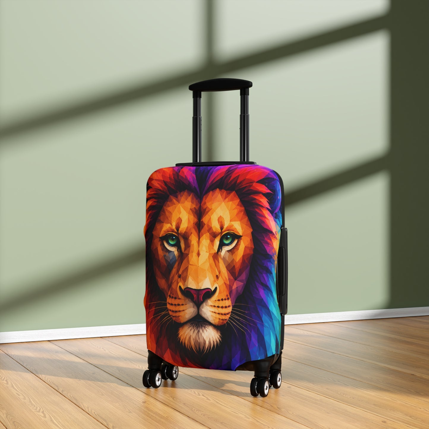 Lion Face Luggage Cover — Vibrant Rainbow Mane Travel Protector