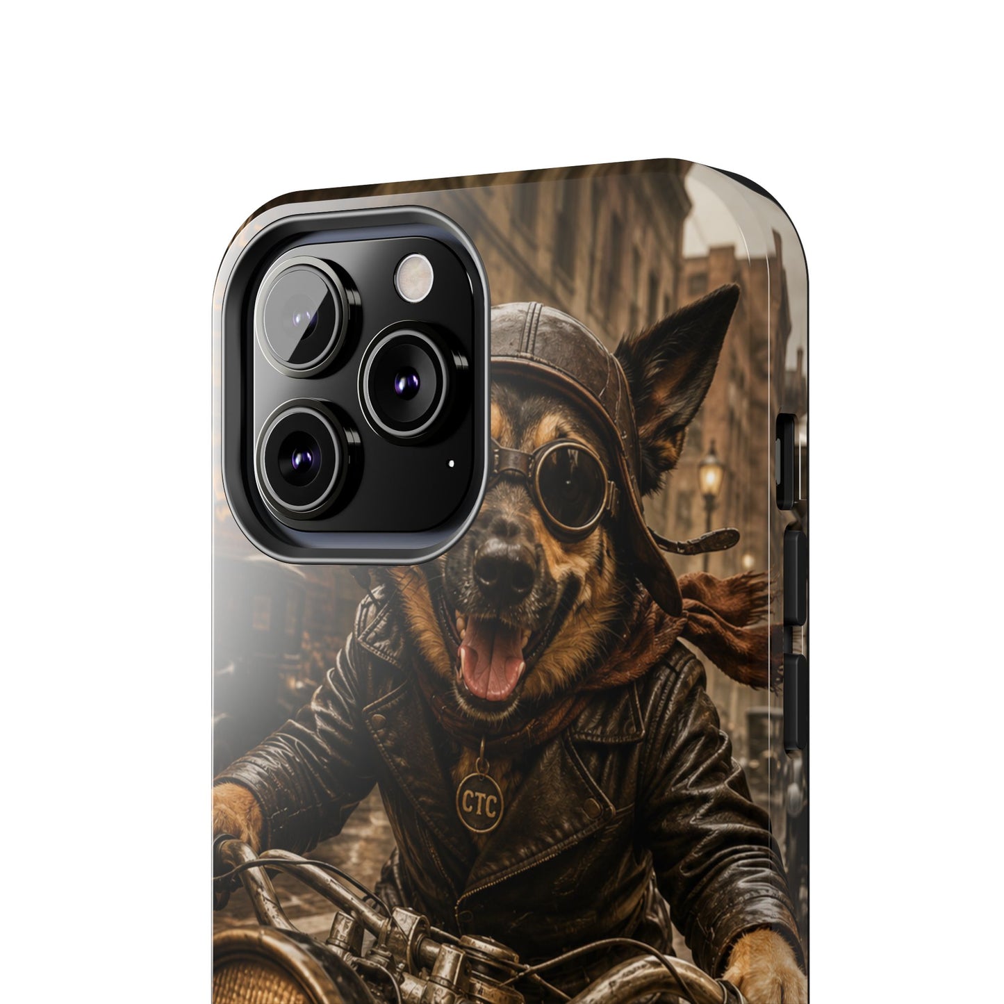 Phone Case — Biker Dog Riding Motorcycle Protective Tough Cover
