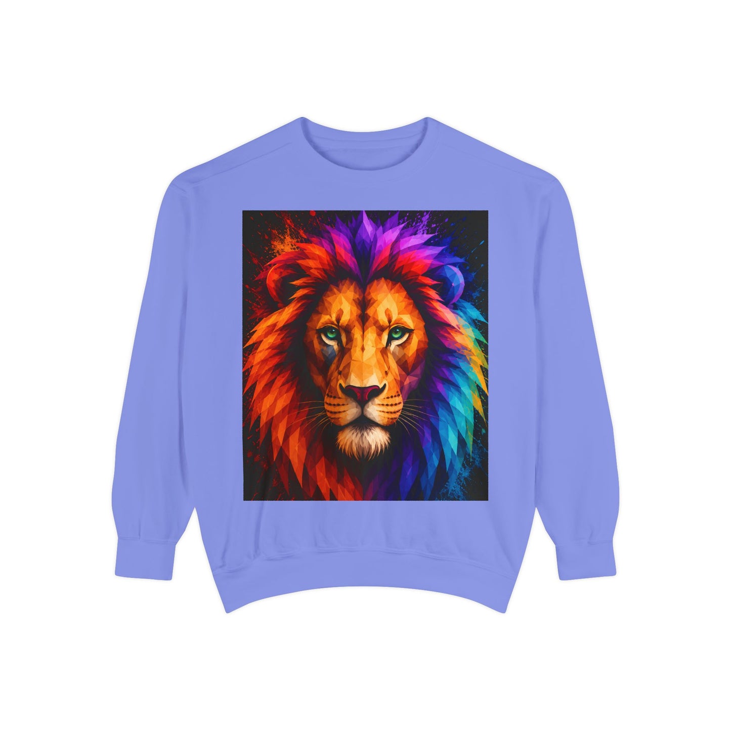 Colorful Lion Sweatshirt — Vibrant Rainbow Mane Crewneck