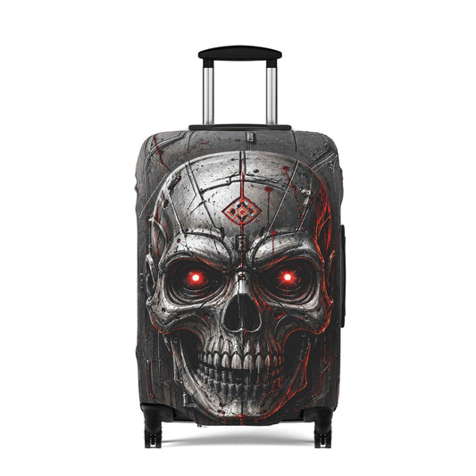 Skull Luggage Cover — Red-Eye Gothic Suitcase Protector