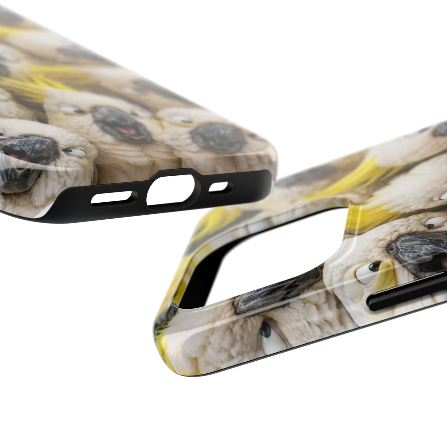 Cockatoo Collage Tough Phone Case — Funny Yellow Crested Bird Protective Phone Cover