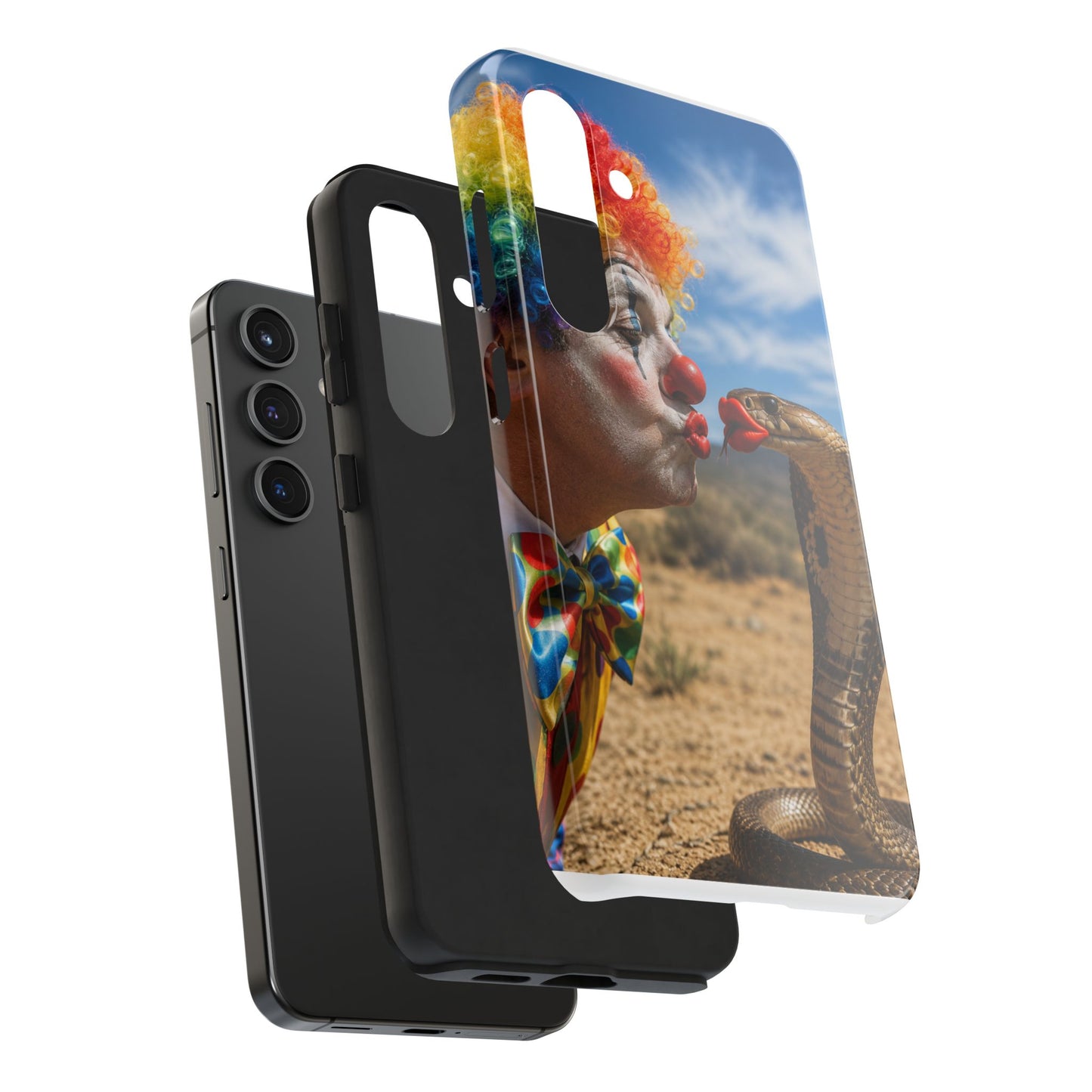 Clown & Cobra Tough Phone Case — Funny Kiss Design, Shockproof Protective Cover