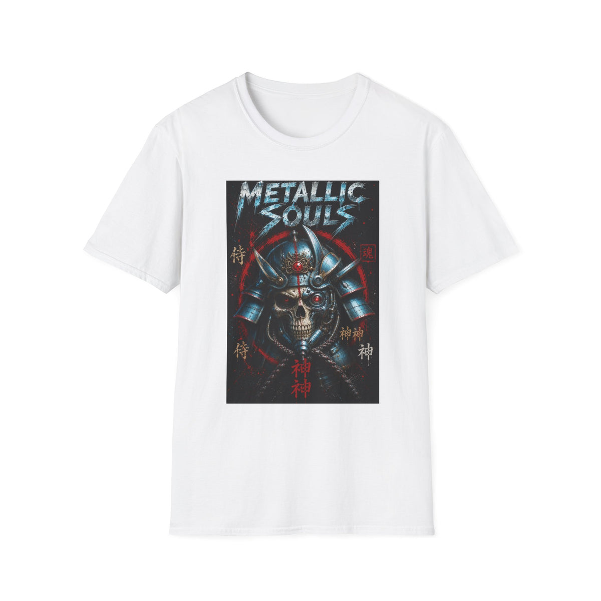 Metallic Souls Samurai Helmet T‑Shirt — Vintage Mecha Warrior Graphic Tee