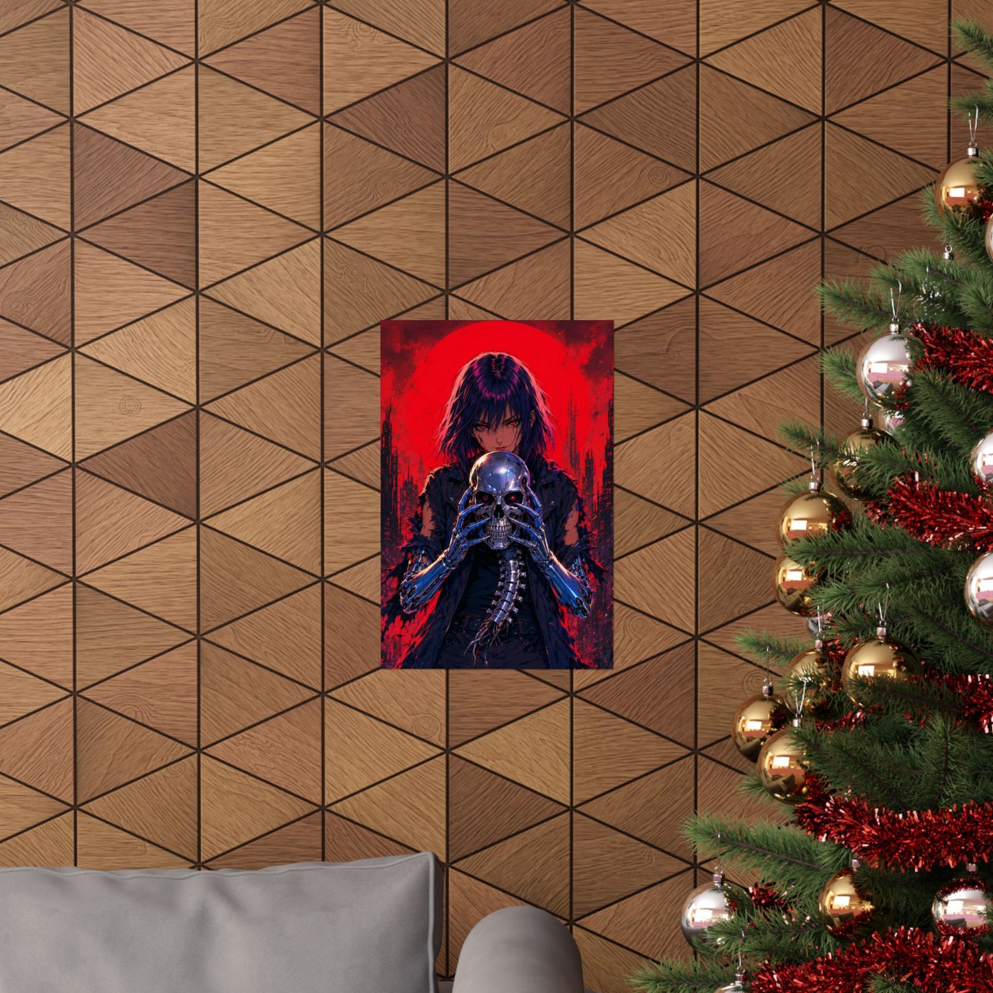 Metallic Souls Skull Poster — Gothic Anime Matte Vertical Wall Art