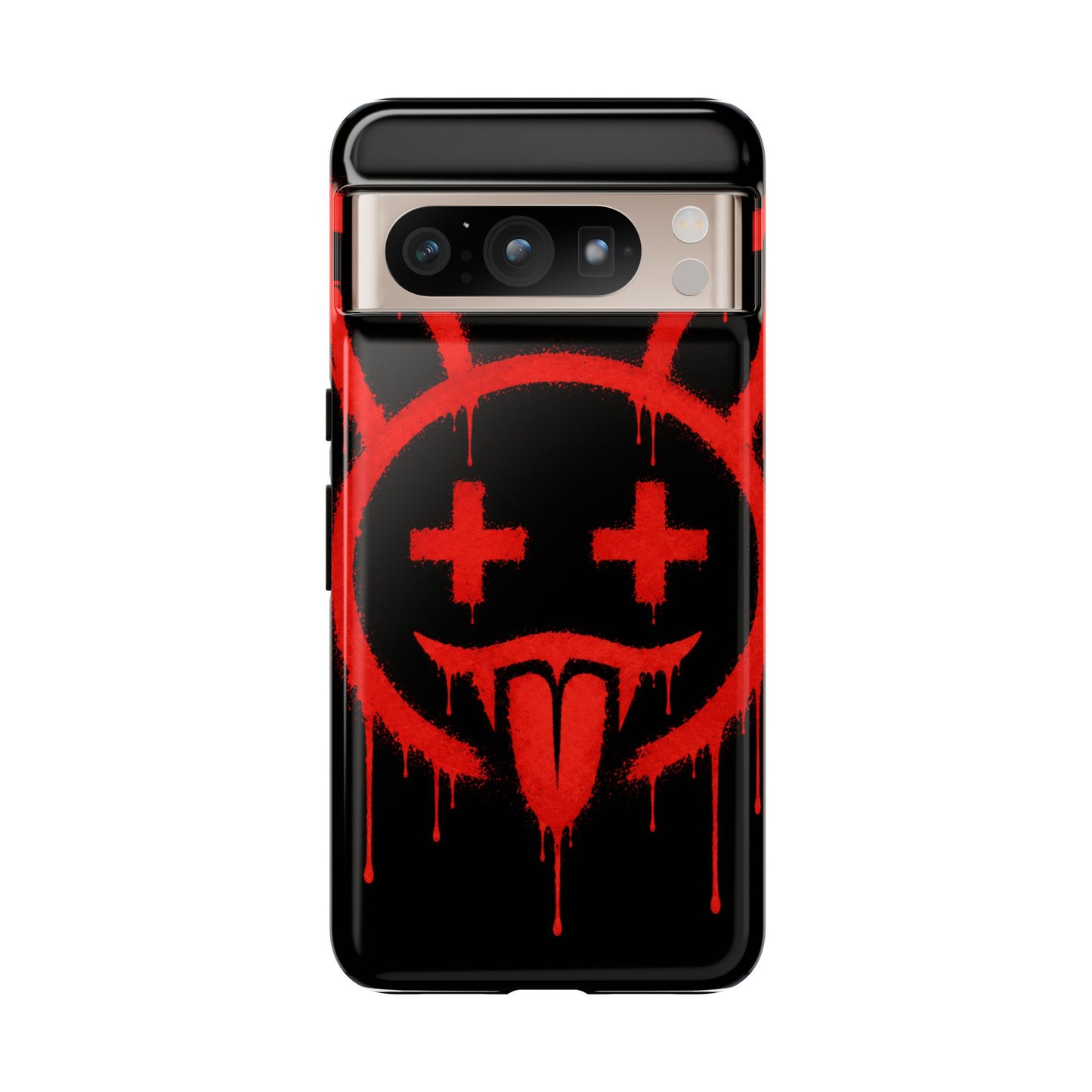 Phone Case - Metallic Souls Red Drip Smiley Graffiti Design
