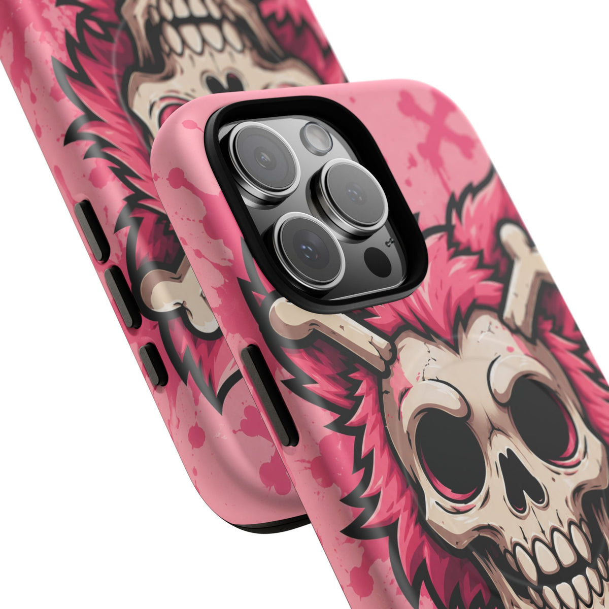 Pink Skull & Crossbones Tough Magnetic Phone Case — Punk Rock Protective Cover