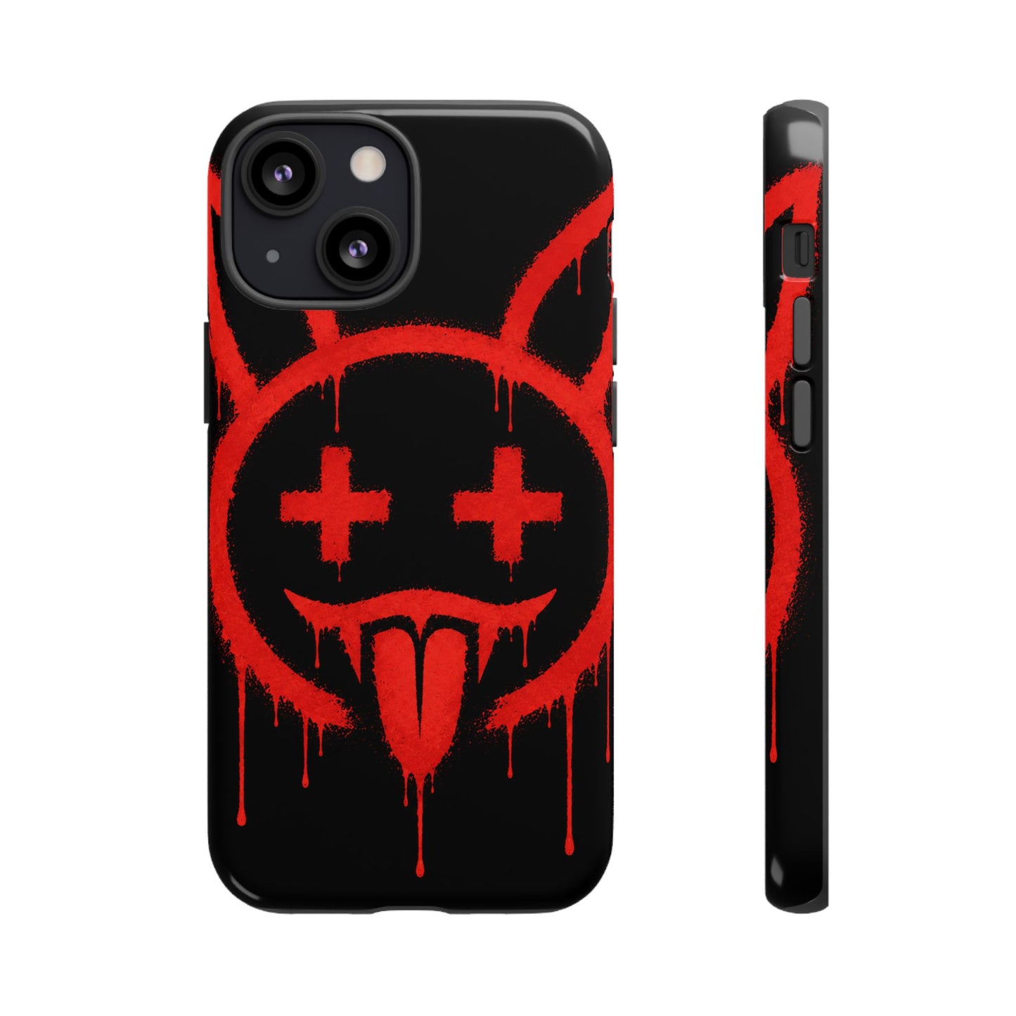 Phone Case - Metallic Souls Red Drip Smiley Graffiti Design