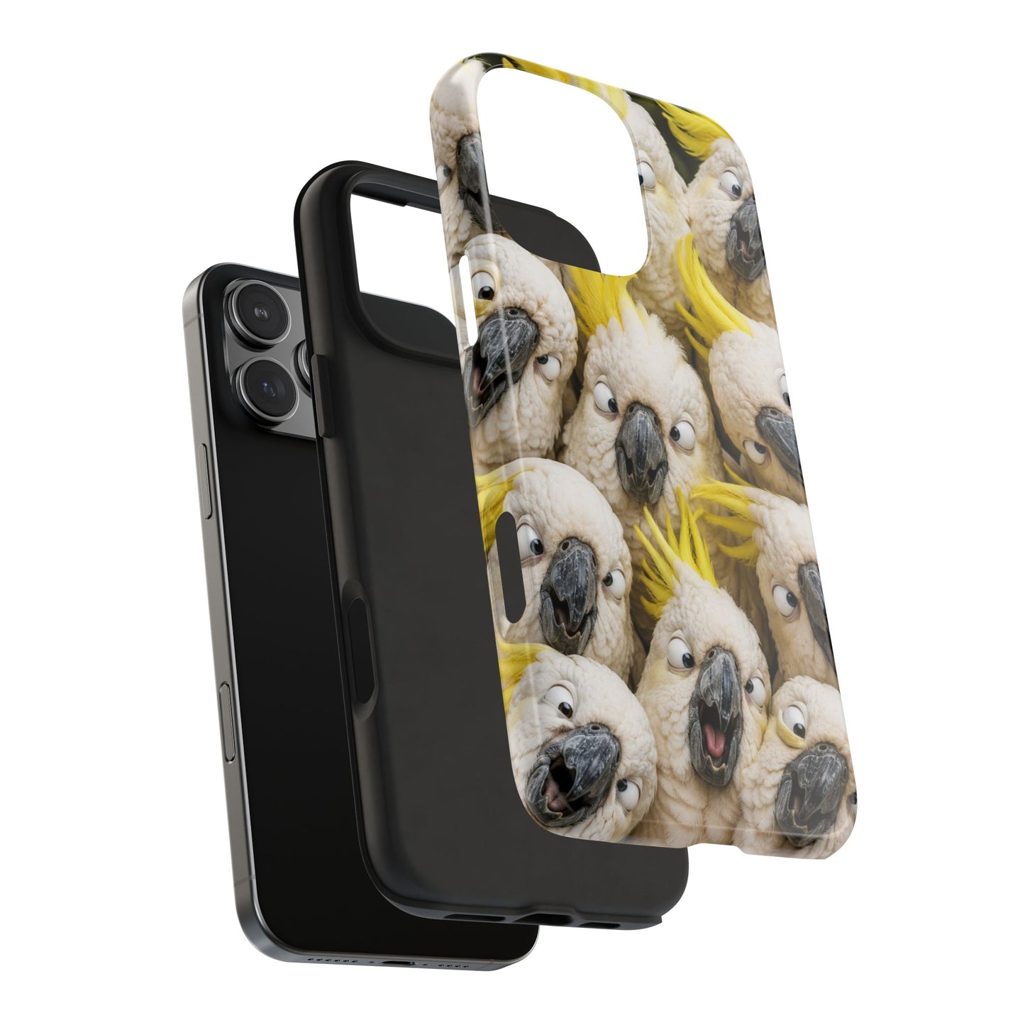 Cockatoo Collage Tough Phone Case — Funny Yellow Crested Bird Protective Phone Cover