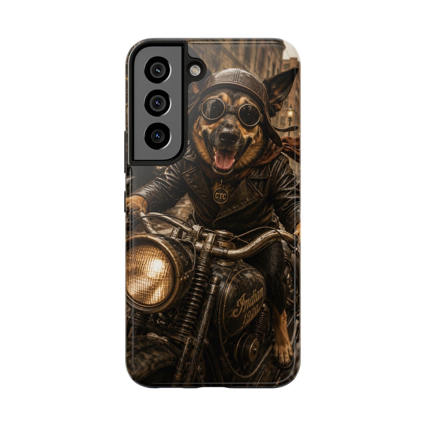 Phone Case — Biker Dog Riding Motorcycle Protective Tough Cover