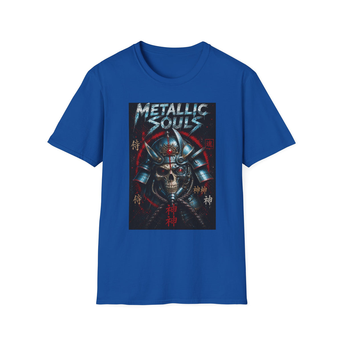 Metallic Souls Samurai Helmet T‑Shirt — Vintage Mecha Warrior Graphic Tee