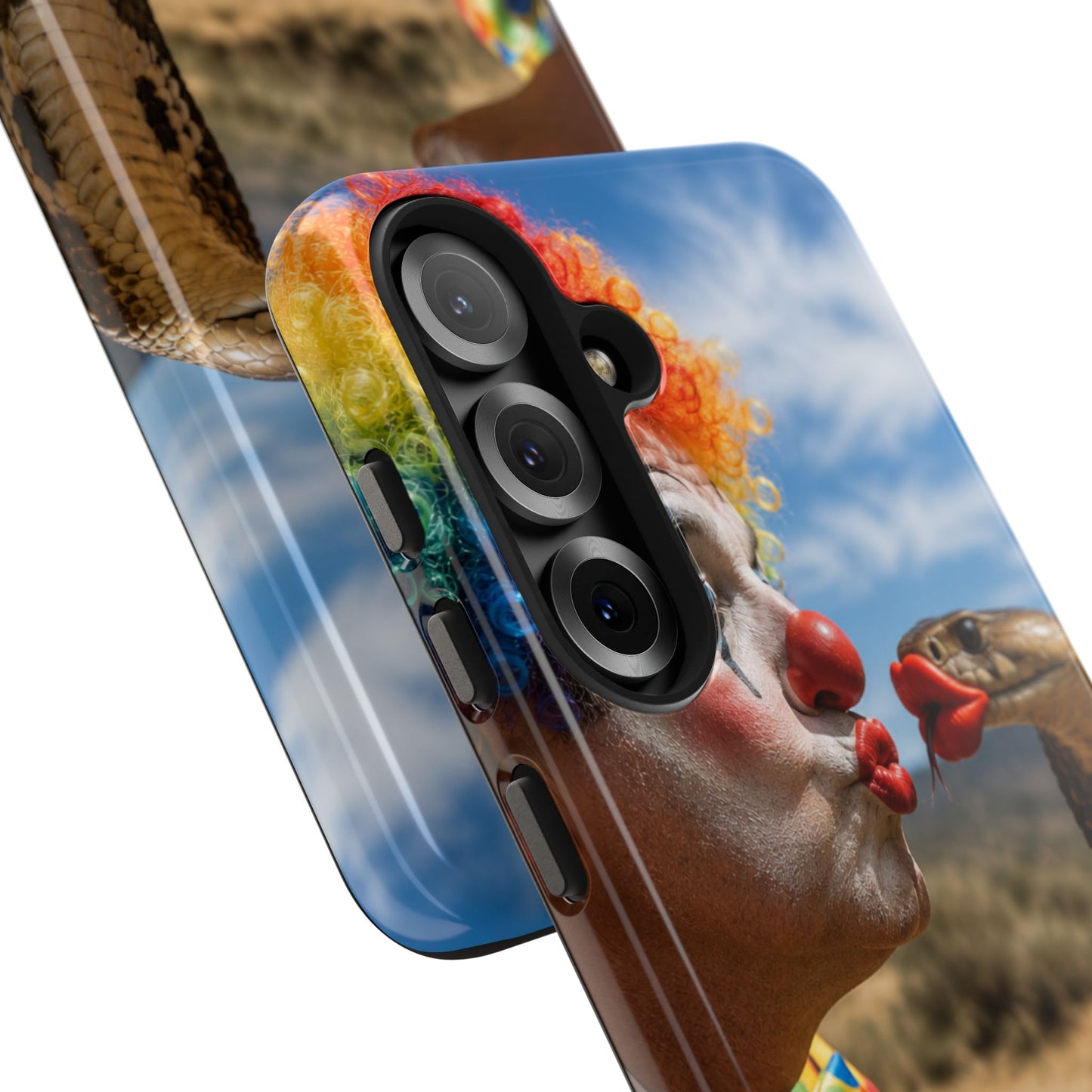 Clown & Cobra Tough Phone Case — Funny Kiss Design, Shockproof Protective Cover