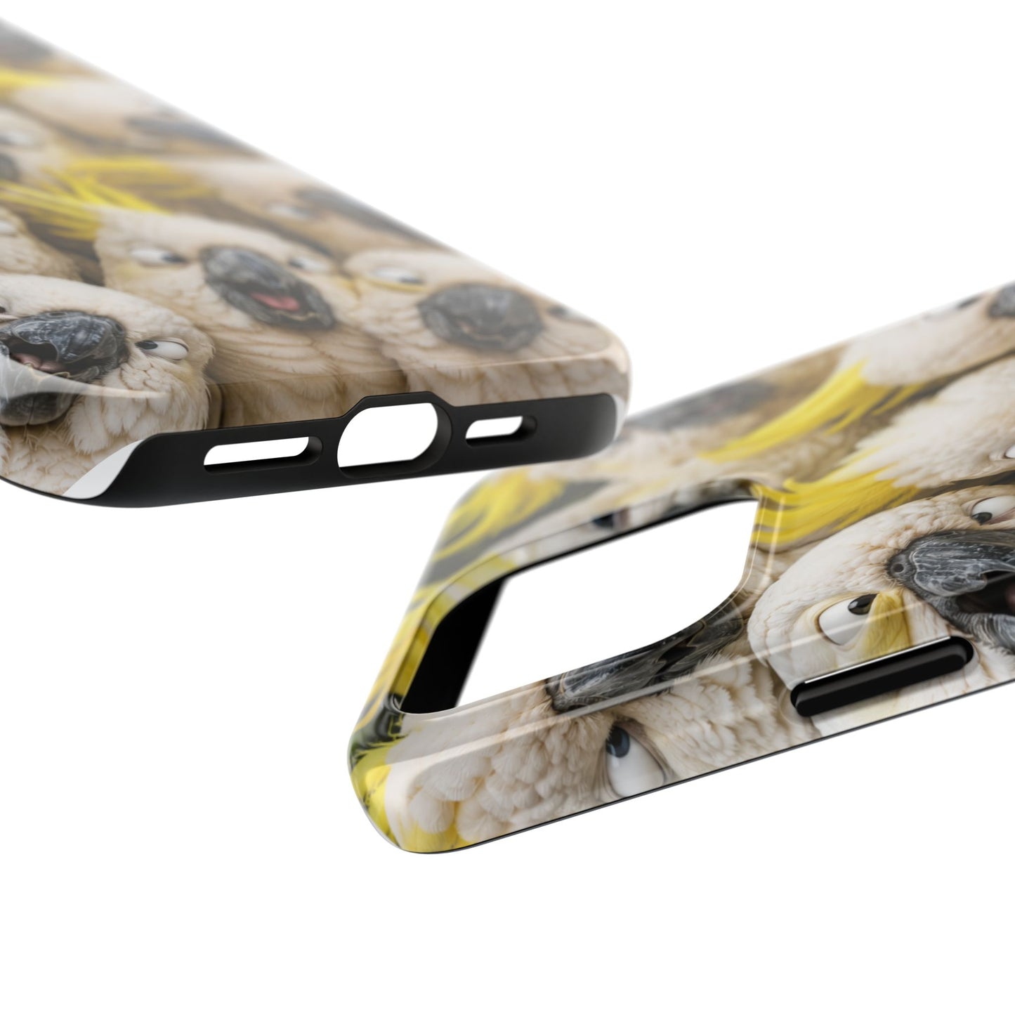 Cockatoo Collage Tough Phone Case — Funny Yellow Crested Bird Protective Phone Cover