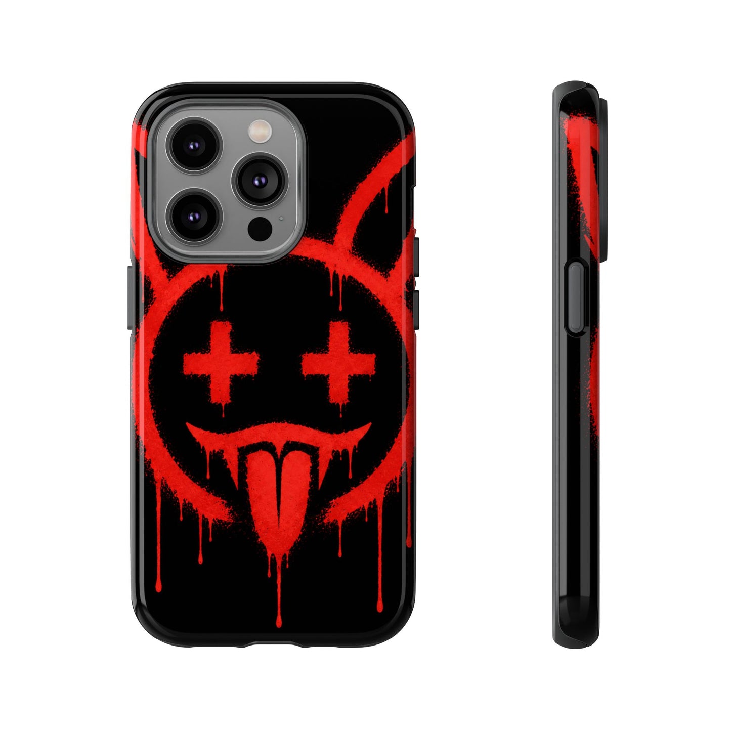 Phone Case - Metallic Souls Red Drip Smiley Graffiti Design