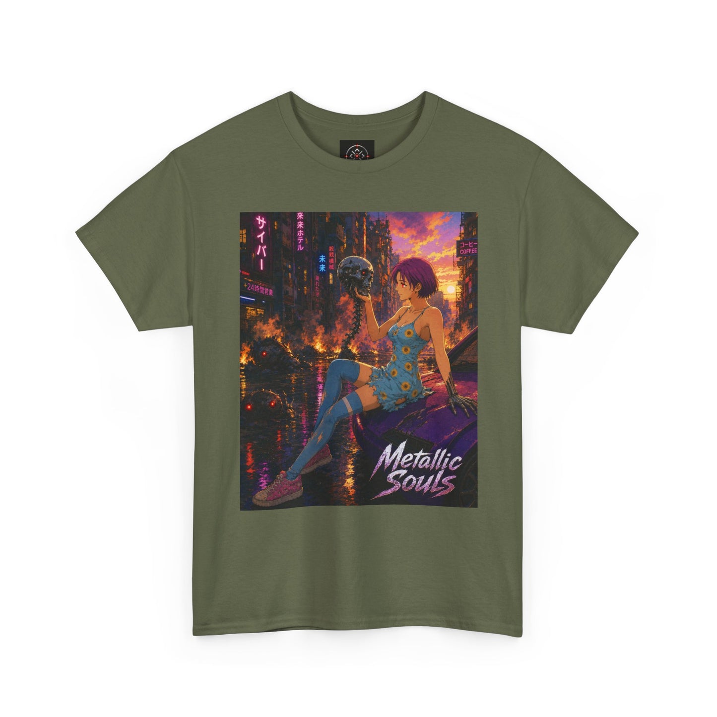 Metallic Souls Tee — Cyberpunk Anime Graphic T-Shirt
