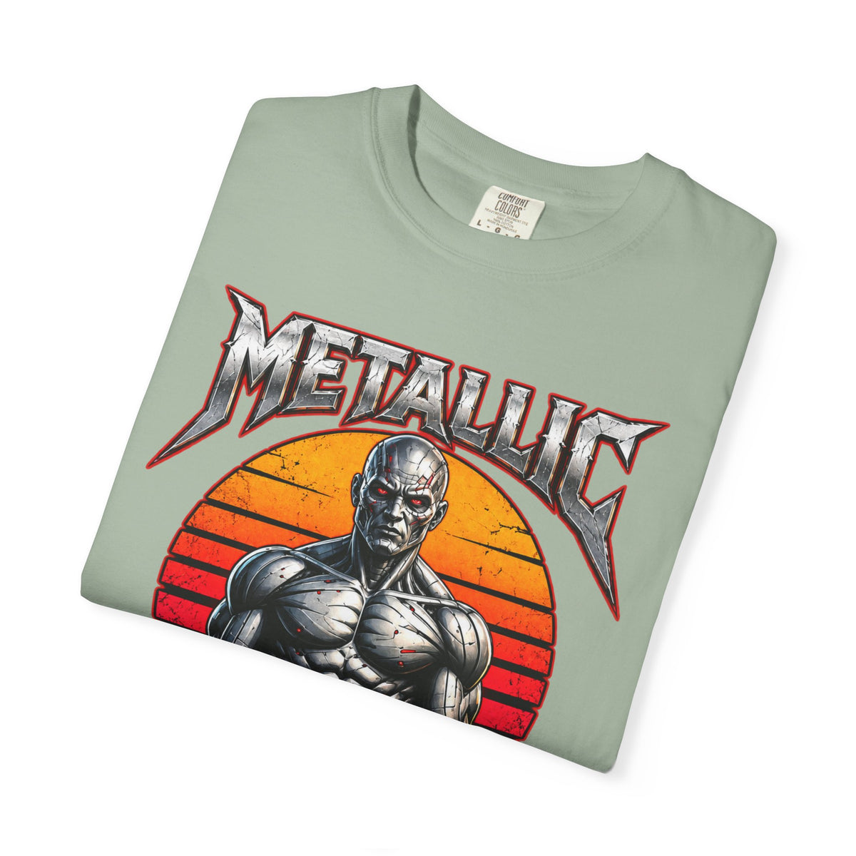 Metallic Souls T-Shirt — Retro Sunset Muscular Warrior Graphic Tee