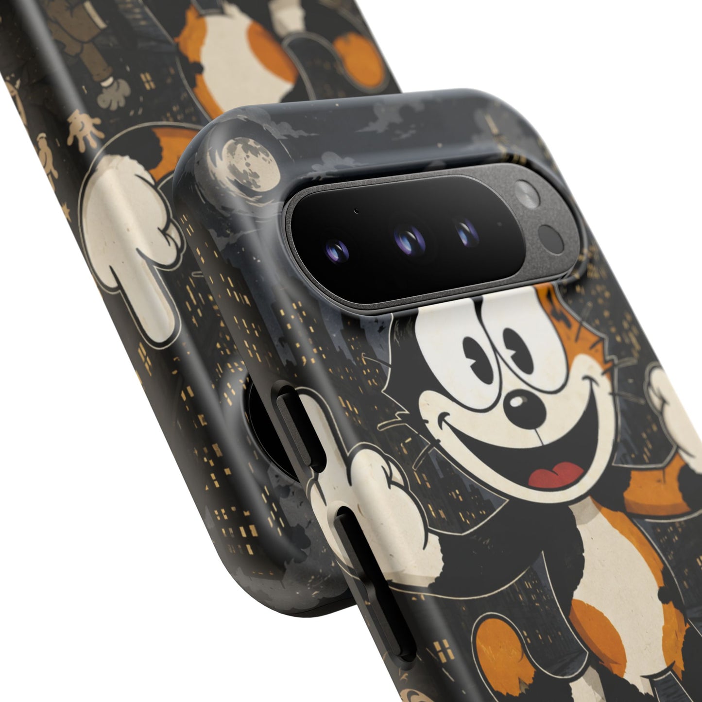 Vintage Cartoon Cat Phone Case — Edgy Felix-Style Illustration