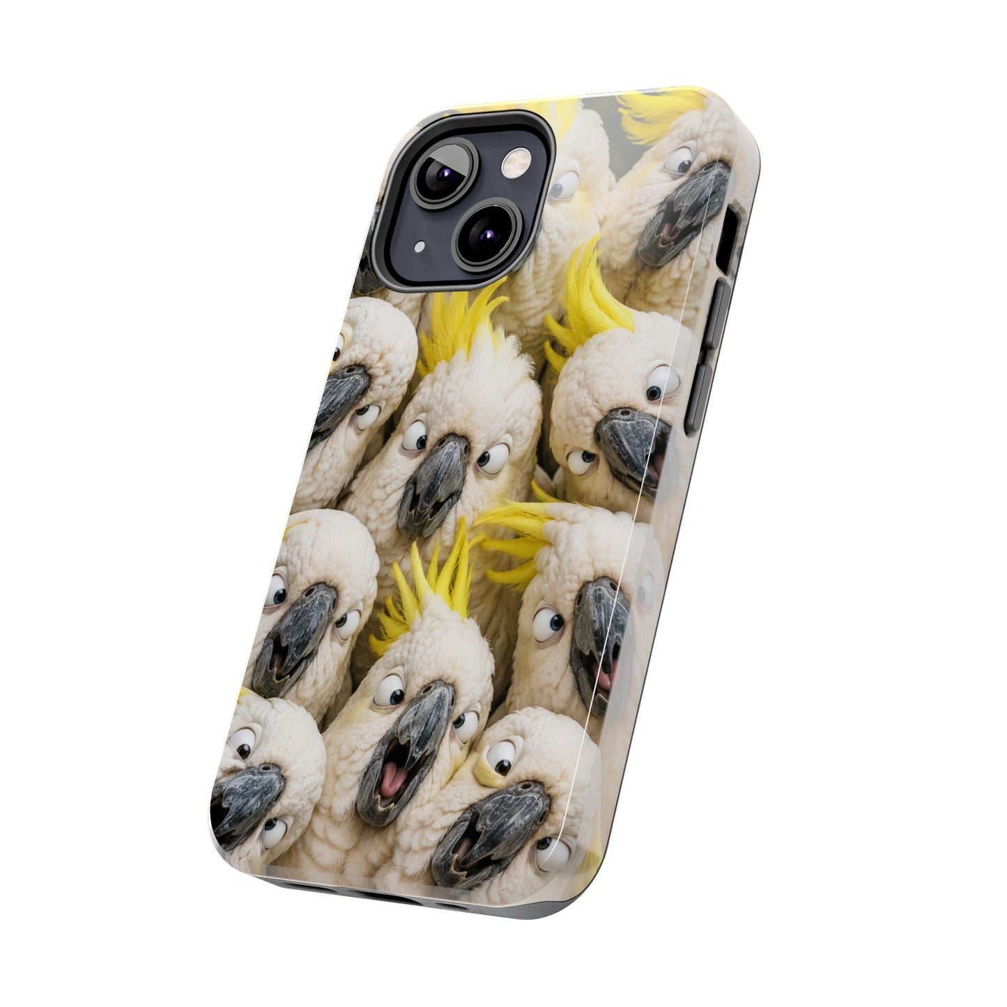 Cockatoo Collage Tough Phone Case — Funny Yellow Crested Bird Protective Phone Cover