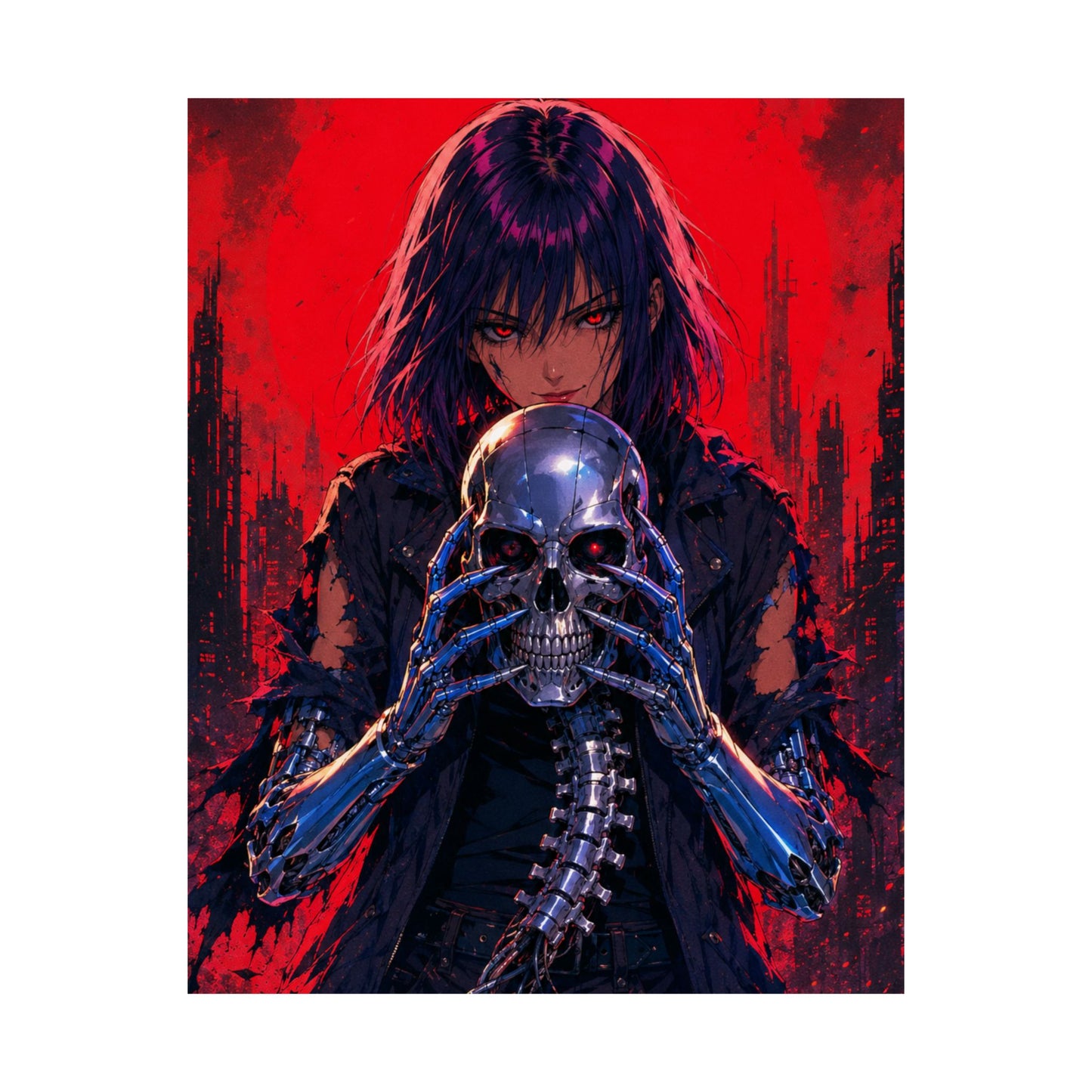 Metallic Souls Skull Poster — Gothic Anime Matte Vertical Wall Art