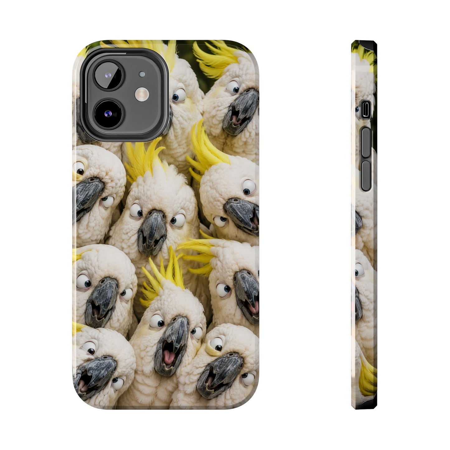 Cockatoo Collage Tough Phone Case — Funny Yellow Crested Bird Protective Phone Cover