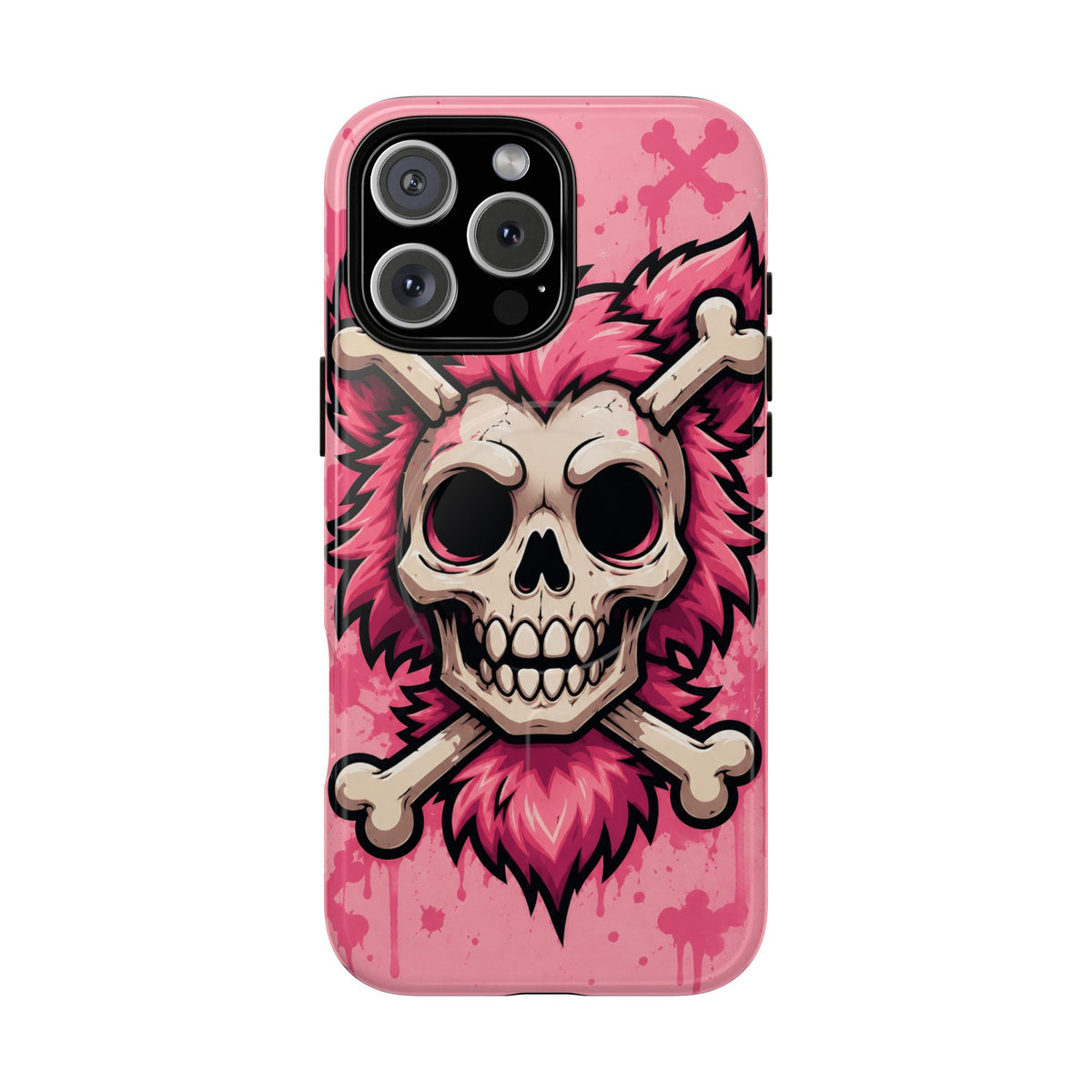 Pink Skull & Crossbones Tough Magnetic Phone Case — Punk Rock Protective Cover
