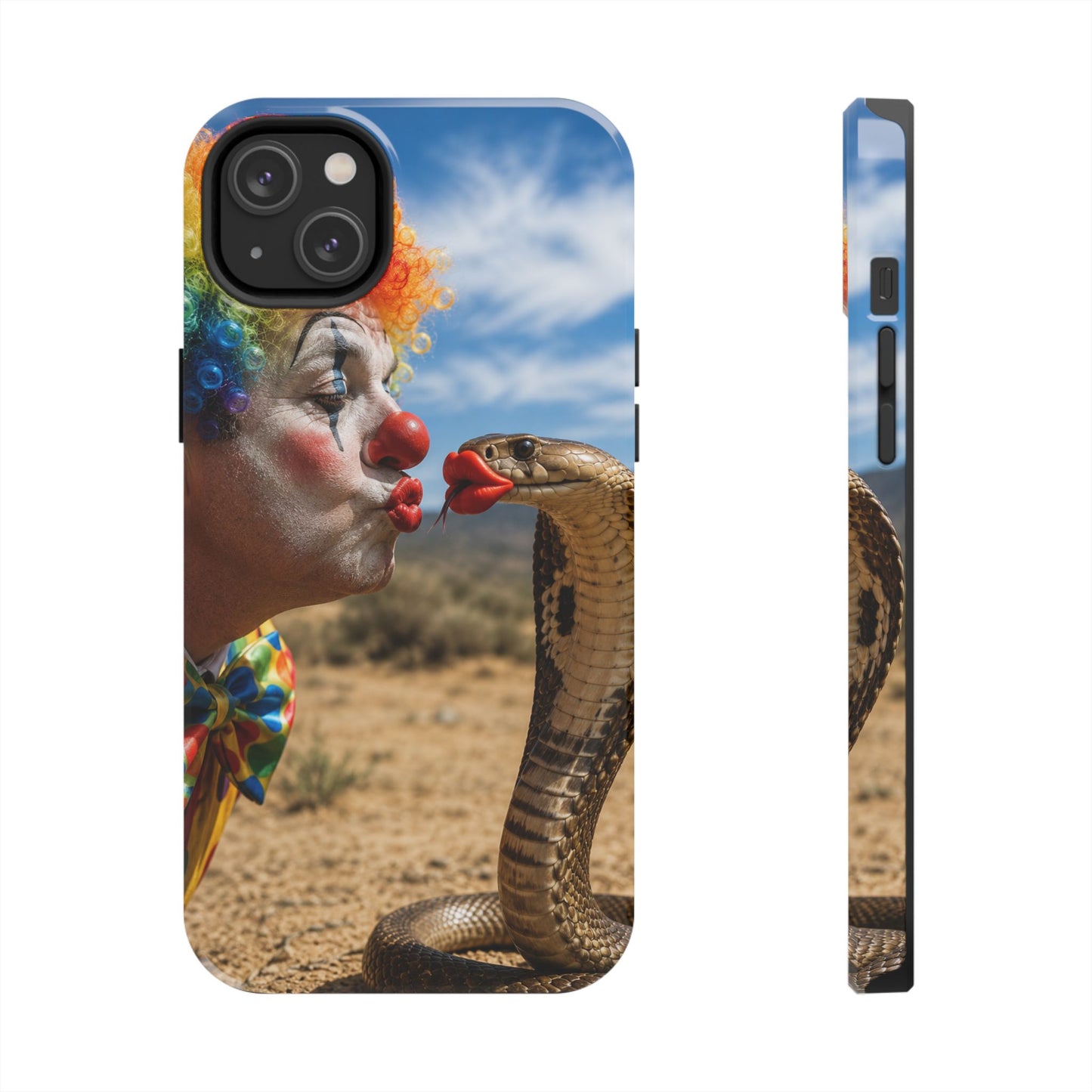 Clown & Cobra Tough Phone Case — Funny Kiss Design, Shockproof Protective Cover