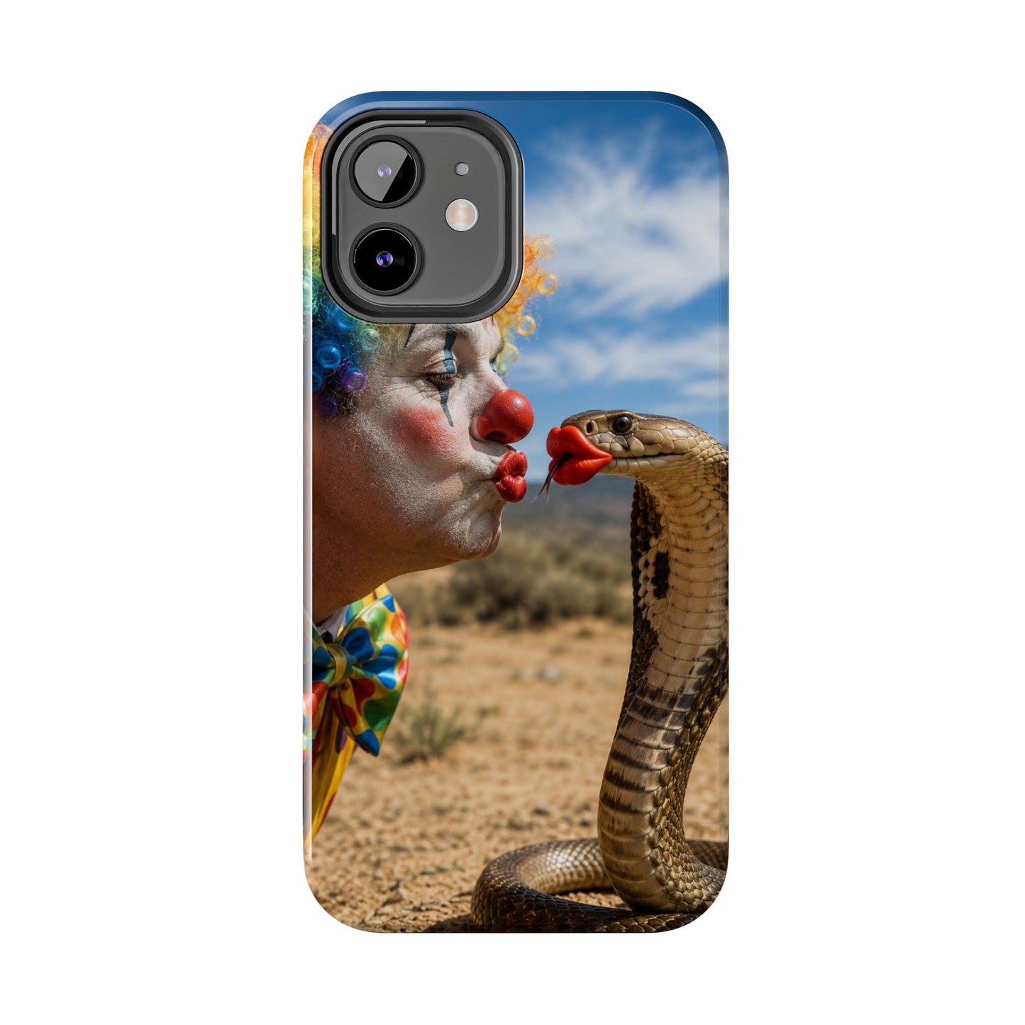Clown & Cobra Tough Phone Case — Funny Kiss Design, Shockproof Protective Cover