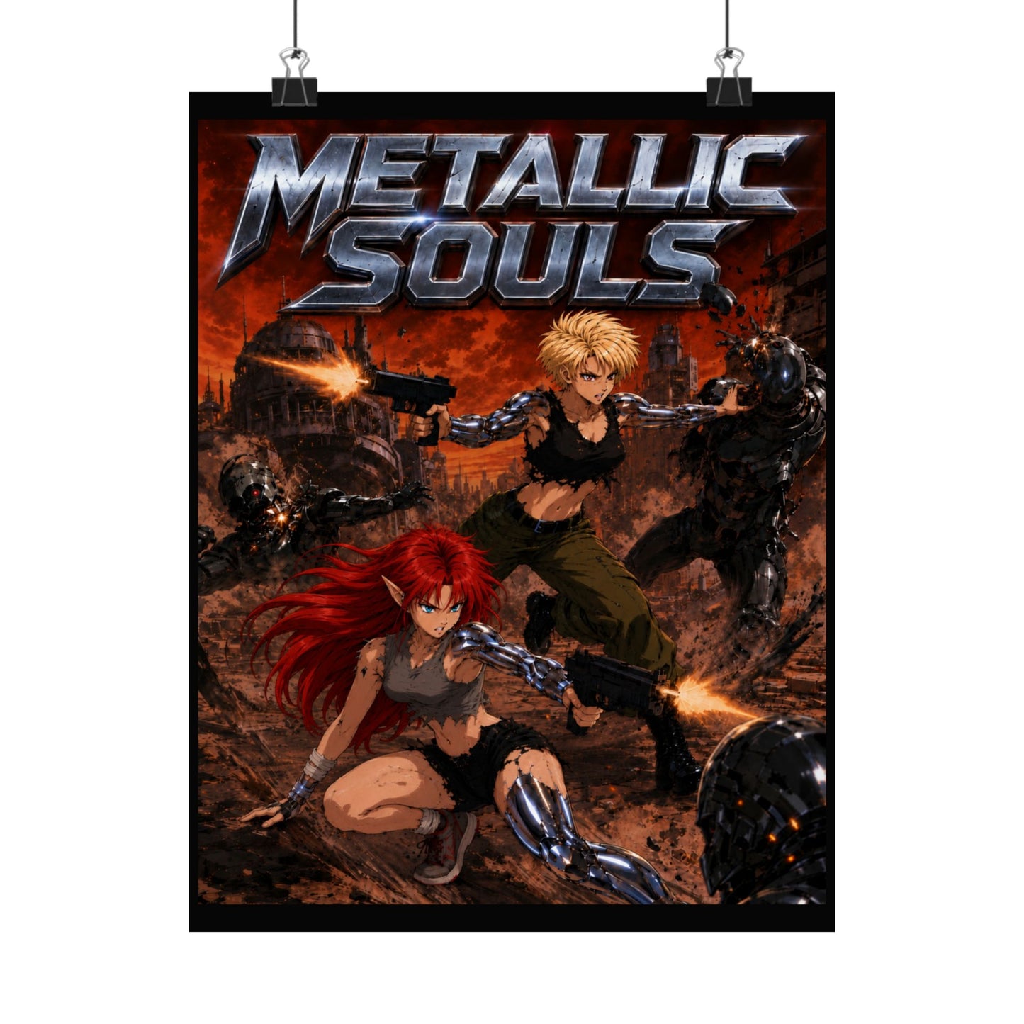 Metallic Souls Poster — Anime Sci‑Fi Action Matte Vertical Print