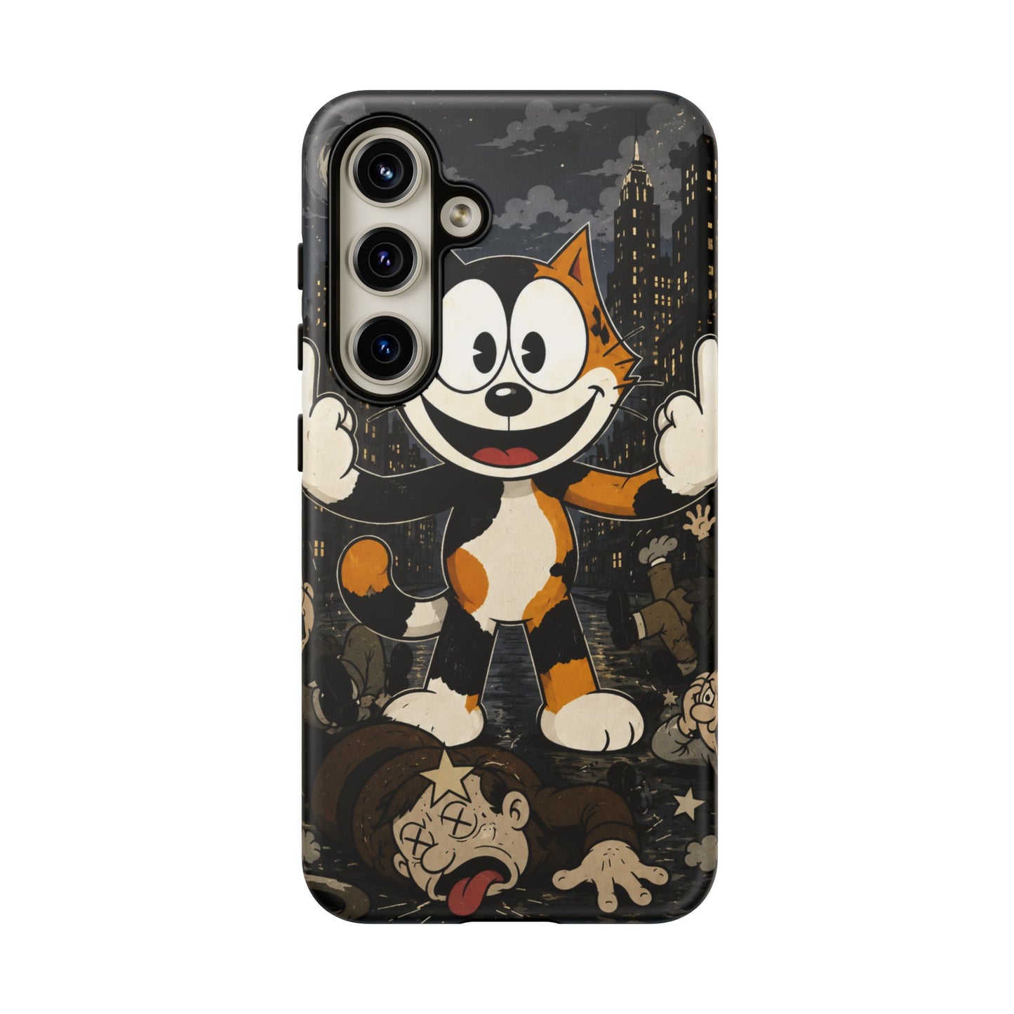 Vintage Cartoon Cat Phone Case — Edgy Felix-Style Illustration