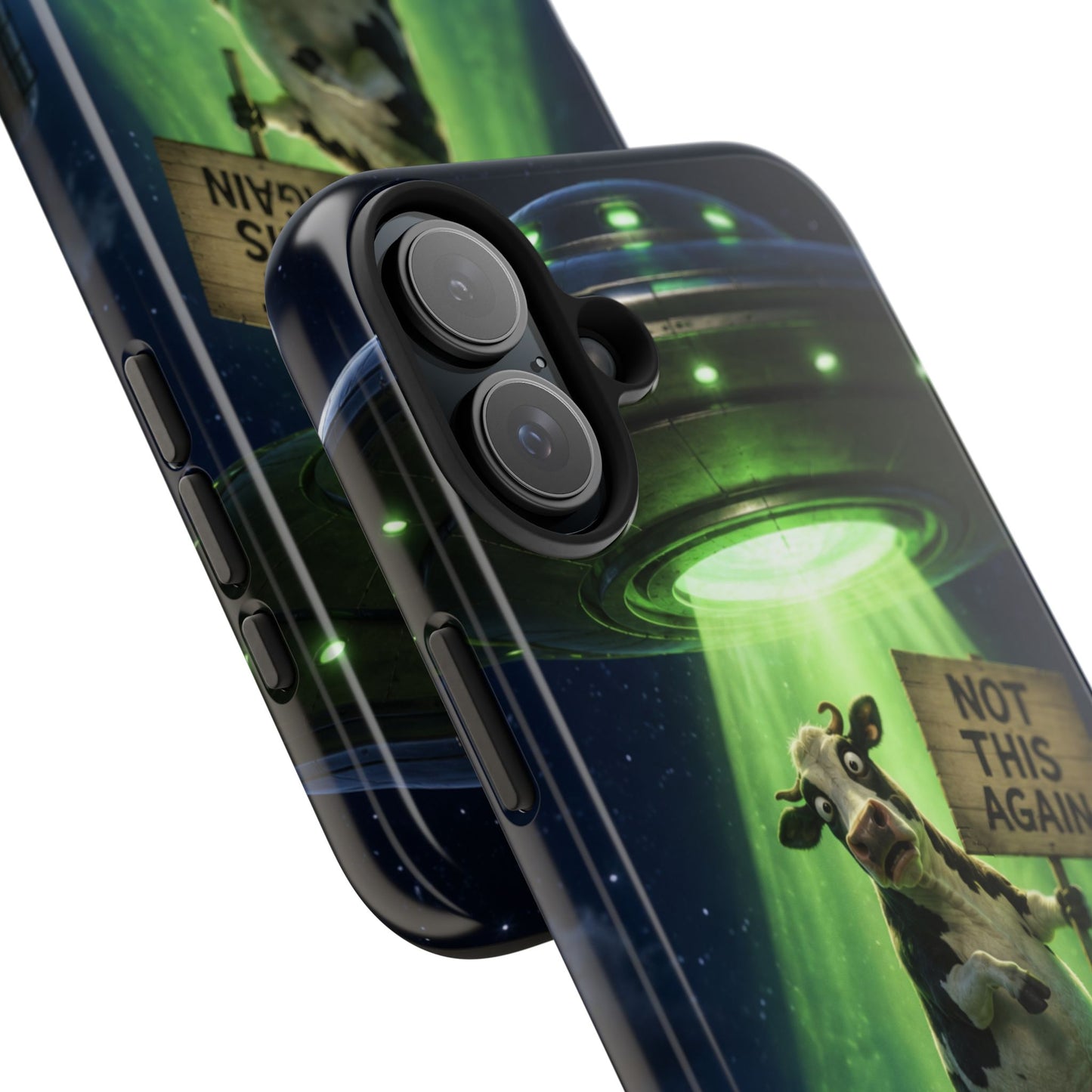 Phone Case — Funny Alien Abduction Cow Design ("Not This Again")