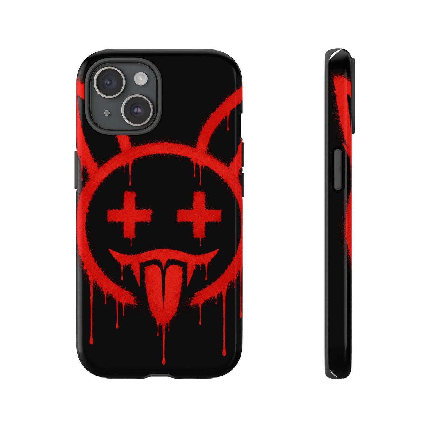 Phone Case - Metallic Souls Red Drip Smiley Graffiti Design
