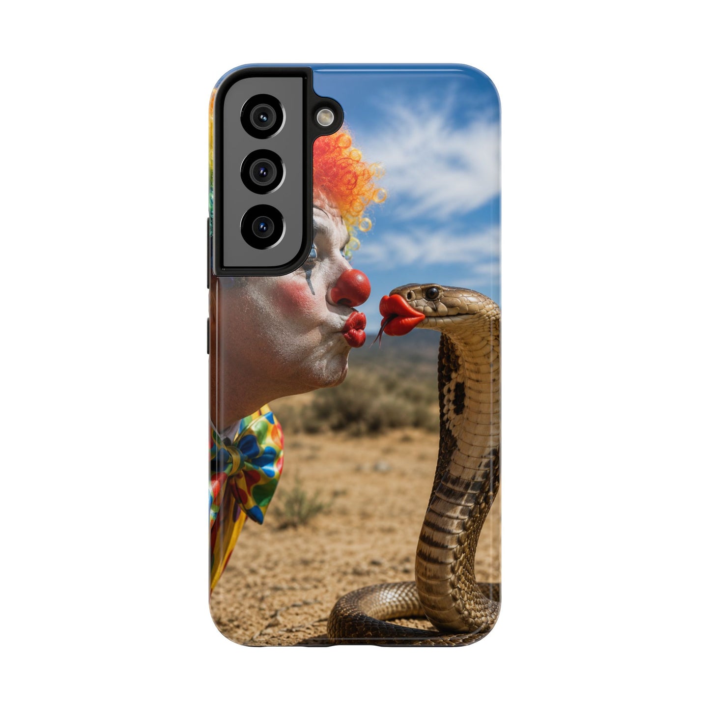 Clown & Cobra Tough Phone Case — Funny Kiss Design, Shockproof Protective Cover