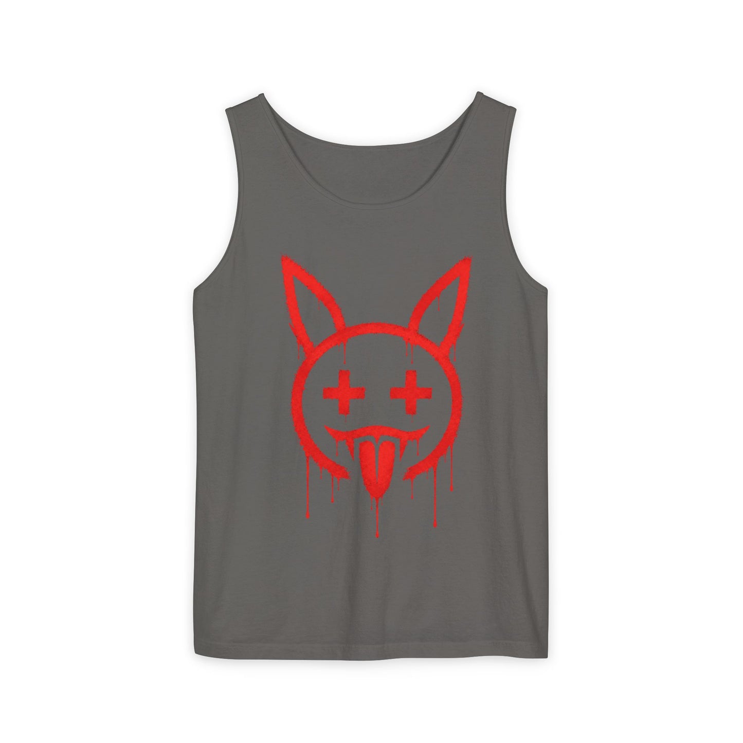 Graffiti Bunny Drip Tank Top,  Distressed Red Stencil Graphic