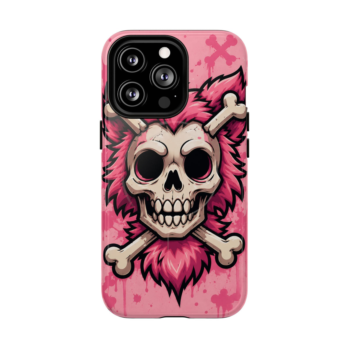 Pink Skull & Crossbones Tough Magnetic Phone Case — Punk Rock Protective Cover