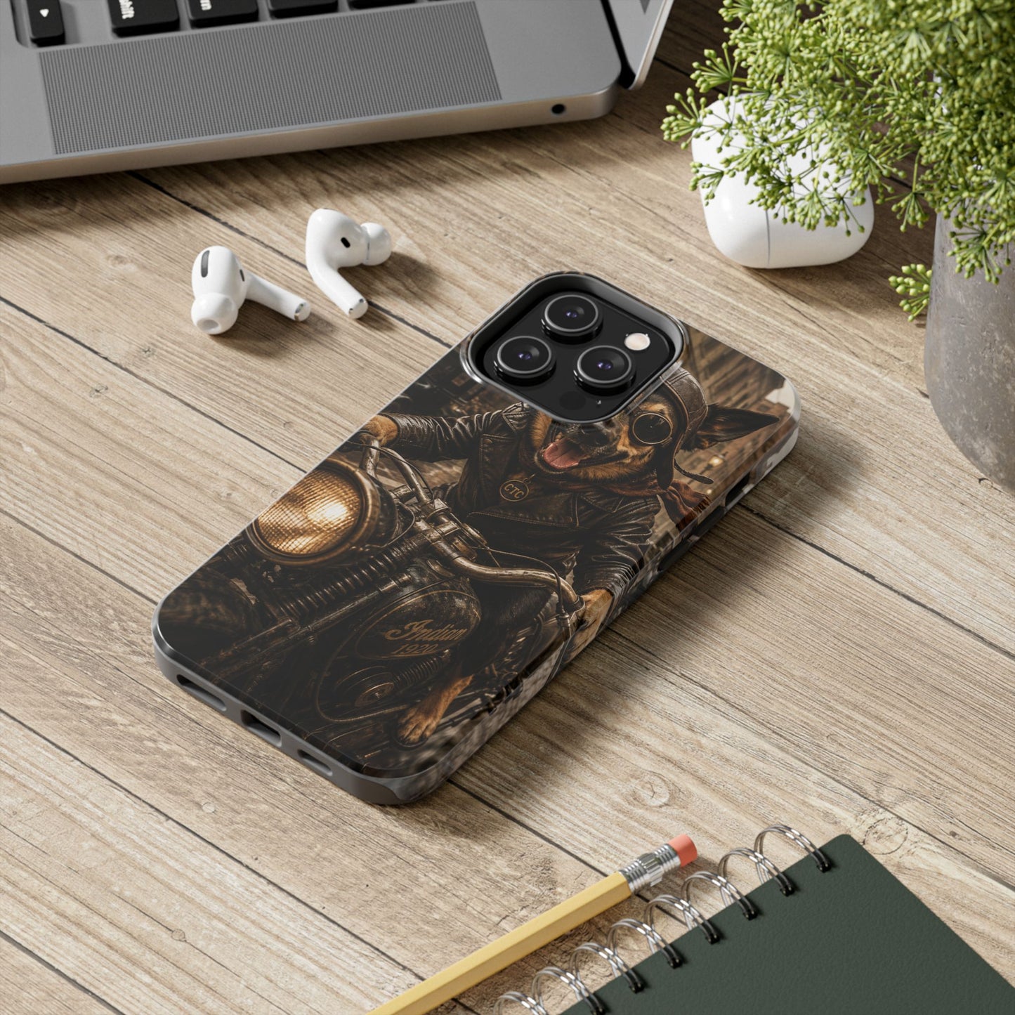 Phone Case — Biker Dog Riding Motorcycle Protective Tough Cover