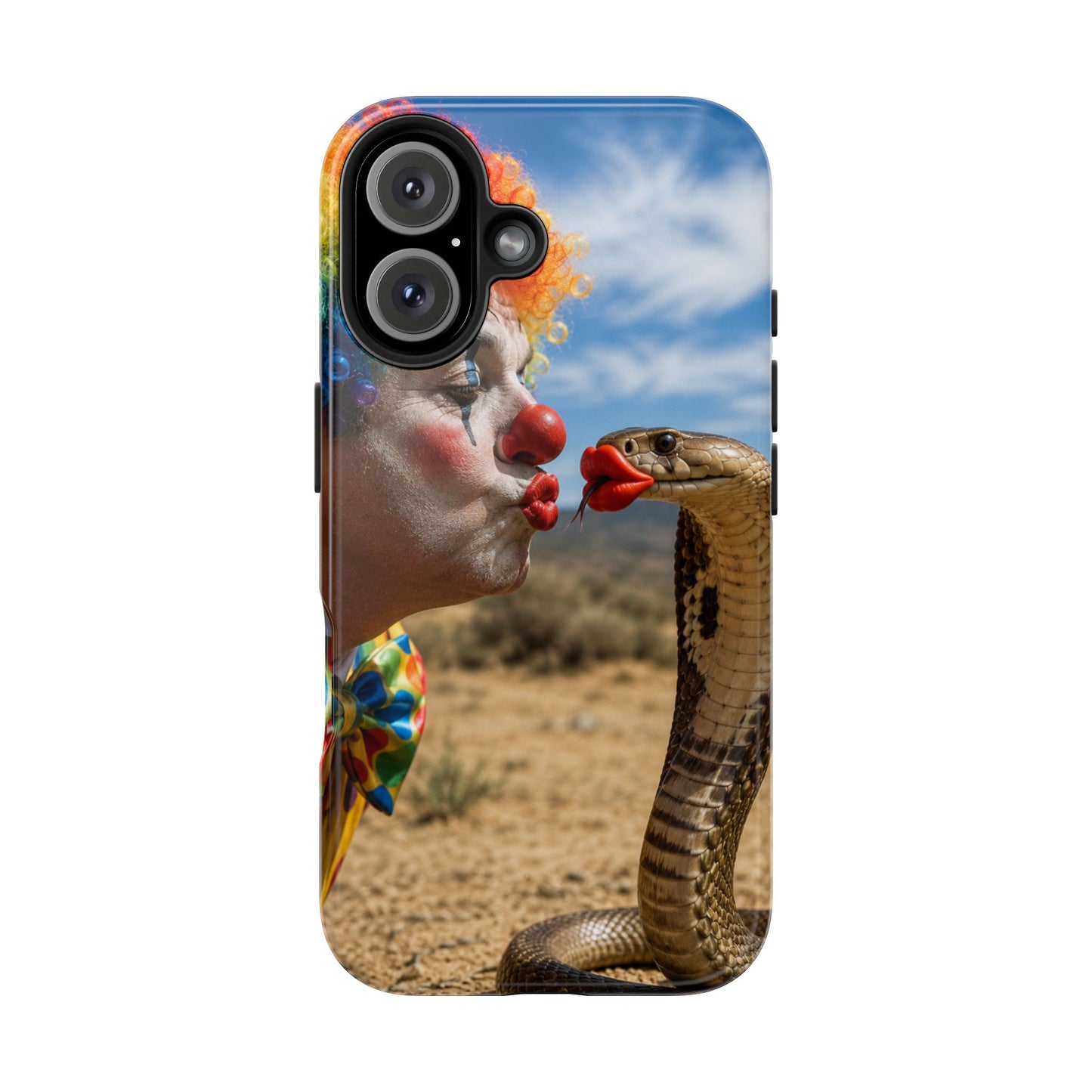 Clown & Cobra Tough Phone Case — Funny Kiss Design, Shockproof Protective Cover